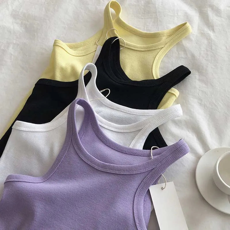 2024 Women Tank Tops Sexy Cropped Top Female Women Summer Camisole Camis Black White Sport Clothes For Women