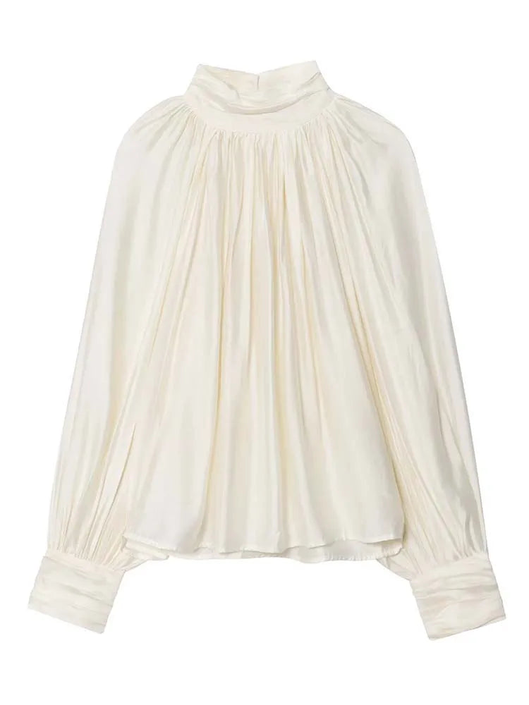 Women's Blouse Round Neck Long Sleeve Loose Shirt Top Summer Autumn New Casual Elegant Chic Shirts And Blouses Tops