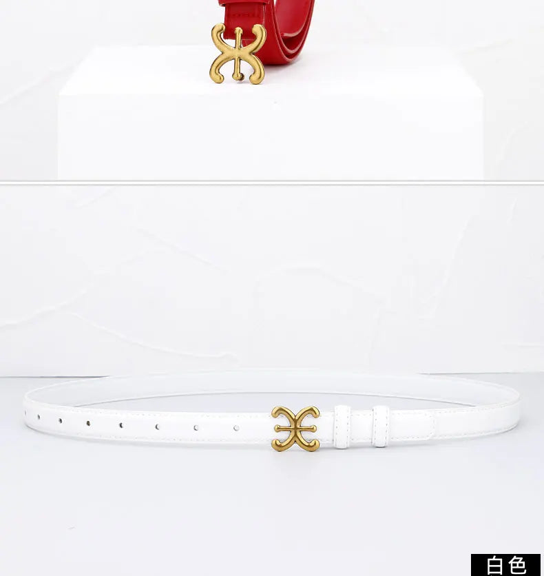 Women's luxury belts fashionable and trendy 1.8CM leather belts body metal buckle head suitable for dress trousers casual wear