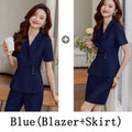 High End Office Ladies Formal Skirts Suits Women Summer 2024 New Korean Fashion Solid Long Sleeve Blazer Trousers 2 Piece Set