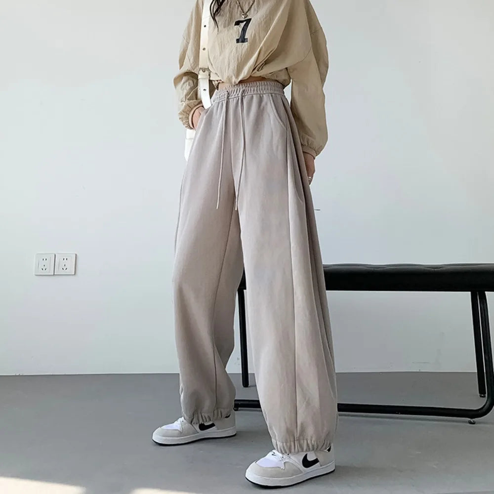 2025 Joggers Sweatpants Women cargo pants cotton Korean Y2K Summer Harajuku High Waist Black Women's pants Wide Leg Trouser