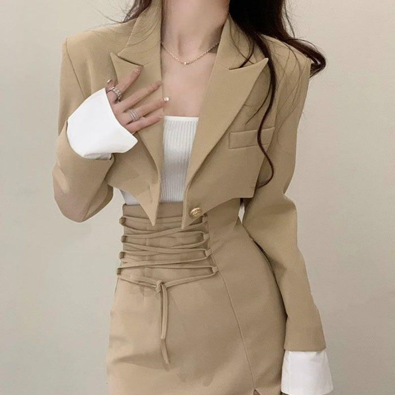 Summer Blazer Suit Skirt Women's Matching Sets Sexy Trend 2 Piece Outfits 2025 Set of Two Fashion Pieces for Women Office Skirts