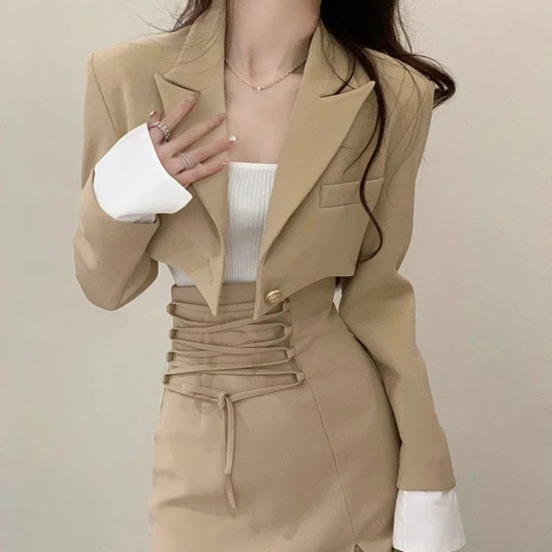 Summer Blazer Suit Skirt Women's Matching Sets Sexy Trend 2 Piece Outfits 2025 Set of Two Fashion Pieces for Women Office Skirts
