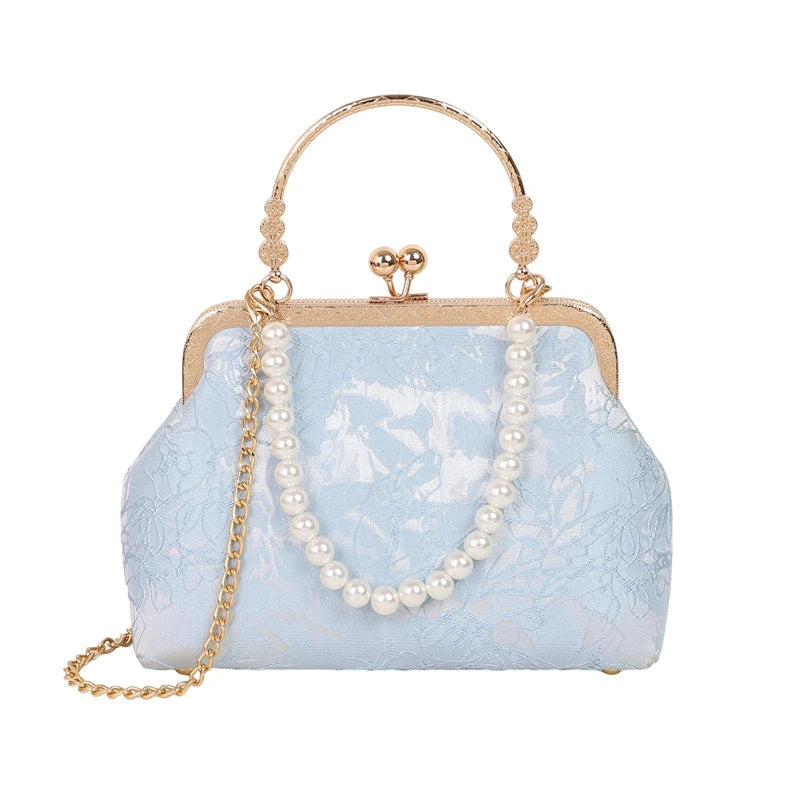 Vintage Classic Lace Bag pearl Evening Bags Wedding Shell Lock Bags Women Shoulder Crossbody Bag Chain Women's Handbags Purses