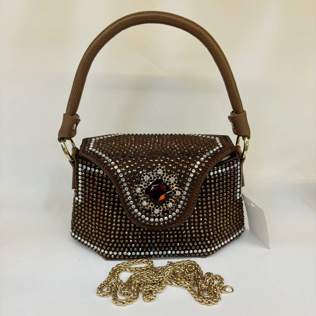 2025 Fashion Luxury Rhinestone Diamonds Shoulder Handbags For Women Thick Chain Crossbody Bag Ladies Handbag F5-823-5