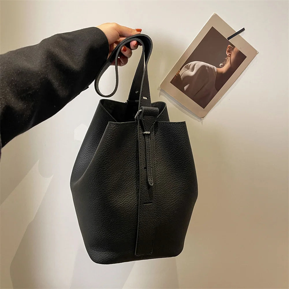 2Pcs/Set Classic Bucket Bag PU Leather Women's Handbag Designer Bag Luxury Grocery Bag Female Shoulder MessengerBag Purse Bolsas