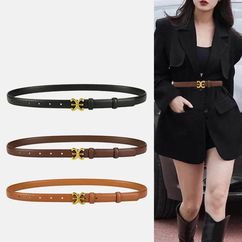 Women's luxury belts fashionable and trendy 1.8CM leather belts body metal buckle head suitable for dress trousers casual wear