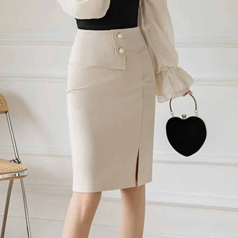Oversized Pencil Black Skirts Women 2025 Korean Fashion Clothing Elegant High Wiast Bodycon Skirt Sexy Office Midi Mujer Faldas