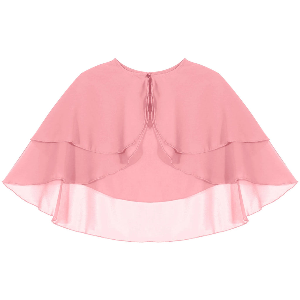 Women Elegant Solid Color Chiffon Shawl Ruffle 2-Layer Chiffon Wraps Bolero Wedding Birthday Evening Party Dress Cape Outerwear