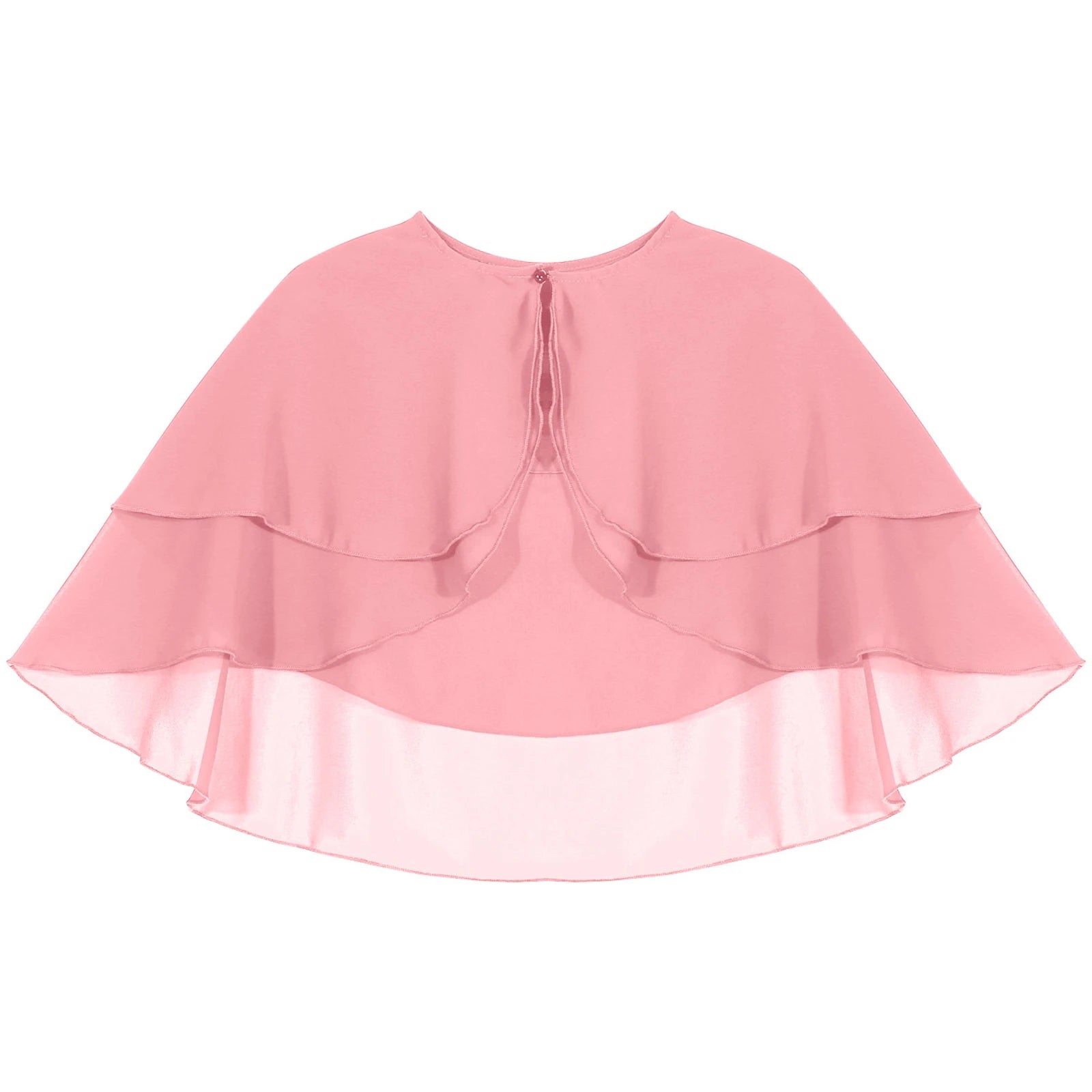 Women Elegant Solid Color Chiffon Shawl Ruffle 2-Layer Chiffon Wraps Bolero Wedding Birthday Evening Party Dress Cape Outerwear