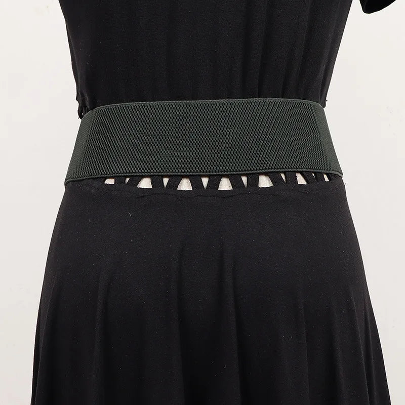 2025 New Fashion PU Elastic force Leather Women Wide Corset Belt Luxury Design Metal Buckle Waist Belt Dress Belt Accessories