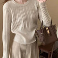 French High-end Gray Knitted Dress for Women Early Autumn 2025 New Small Temperament Long Skirt Suit