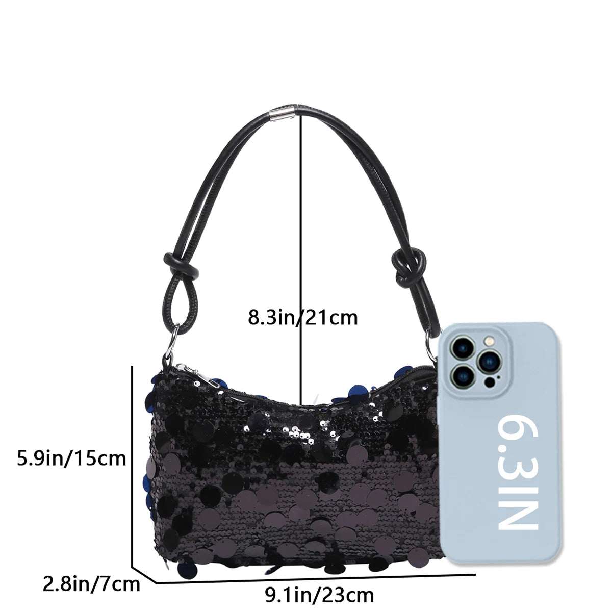 Glamorous Evening Clutch Bag Sparkling PU Purse Sequined Shoulder Tote Lightweight Zipper Party & Daily Shoulder Bag