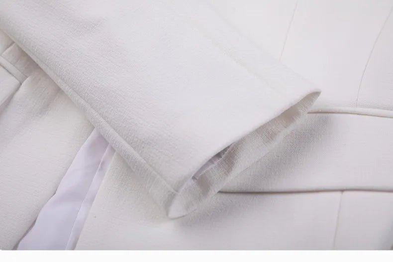 NAVIU Two Piece Dress Suits For Women Long Sleeve Solid Slim Fit Fashionable Momochromatic New Office Ladies Work Wear White