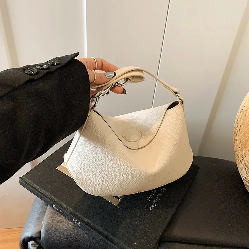 Pea Pod Crossbody Shoulder Bag,Women's Lychee Pebbled Pattern Women Dumpling Sling Bag,Chic Simple Minimalist Commuter Purse