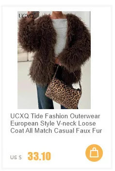 UCXQ Tide Faux Fur Coat European Style Street All Match Lapel Temperament Elegant Long Outerwear Women 2025 Autumn Winter 3C2587