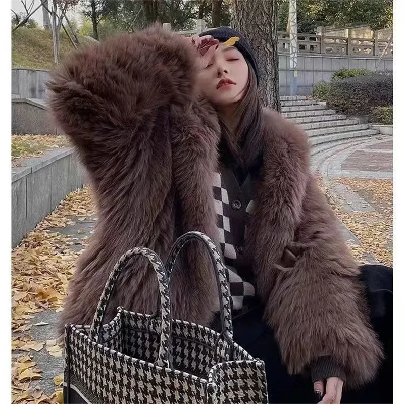 Female Autumn Winter Imitation Fur 2024 Lamb Plush New Coat Women's Mid-Length Korean Loose Plush Sheep Shearing Coat Thickening