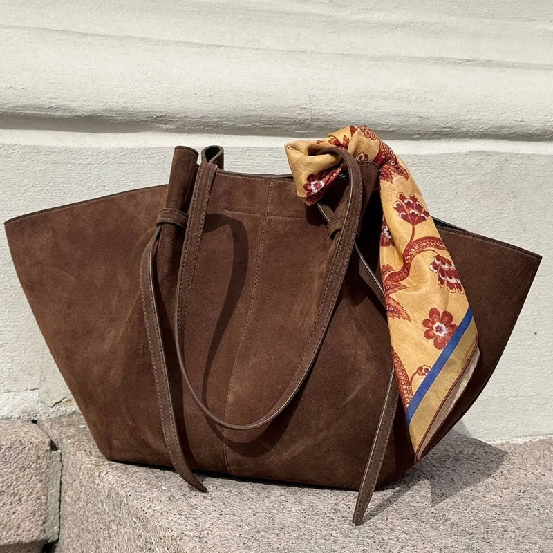 Custom Initials Faux Suede Shopping Tote Bags For Women Luxury Designer Handbags Purse 2026 New Large Capacity Underarm Shoulder