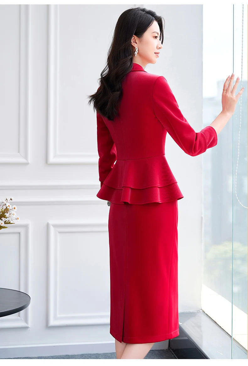 NAVIU High Quality Slim Fashion Career Work Wear Suits With Jacket And Skirt Elegant Professional Business Work Blazer Outfits