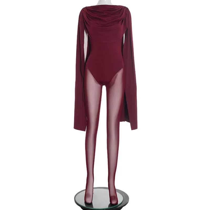 Women Elegant Sexy Swing Collar Shawl Bodysuits Chic Fashion Sleeveless Stretch Club Party Rompers Streetwear Overalls Tops