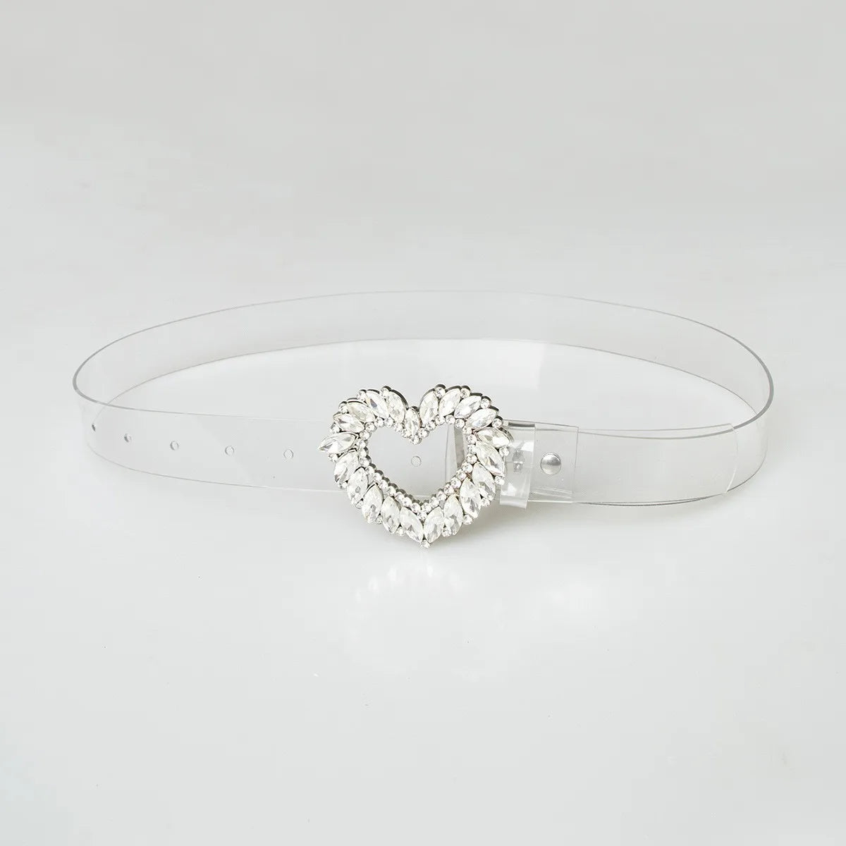 New Fashion Heavy-duty Sparkling Heart-Shaped Glass Buckle Waist Belt for Women Cross-Border Best-Selling Item