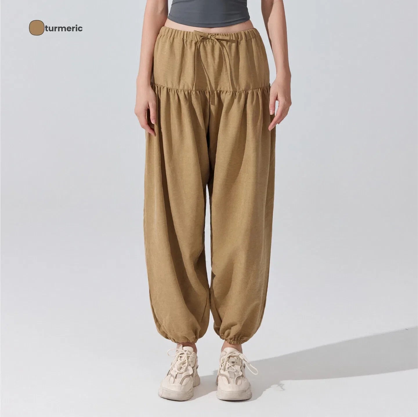 Women's Jogger Pants Haram Pants Cotton Blend High Waist Elastic Drawstring Wide Leg Lounge Trousers for Yoga Gym Fitness