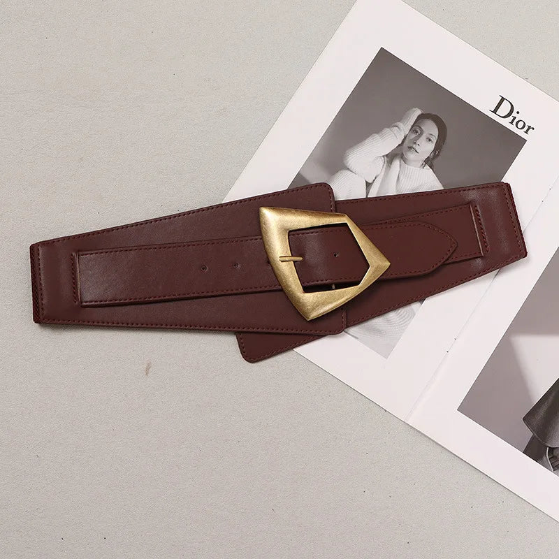2025 New Fashion PU Elastic force Leather Women Wide Corset Belt Luxury Design Metal Buckle Waist Belt Dress Belt Accessories