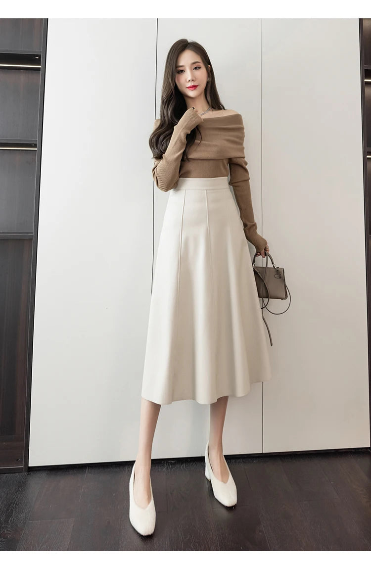 Leather Skirt Women 2025 Autumn Winter New Arrival High Waist PU Skirt Korean Style Maxi A Line Skirt For Women Hot Sale