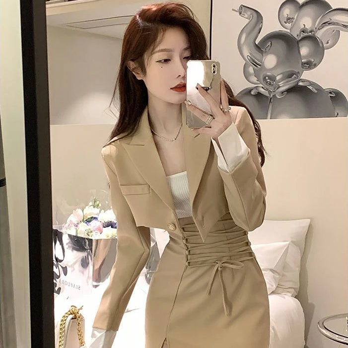 Summer Blazer Suit Skirt Women's Matching Sets Sexy Trend 2 Piece Outfits 2025 Set of Two Fashion Pieces for Women Office Skirts