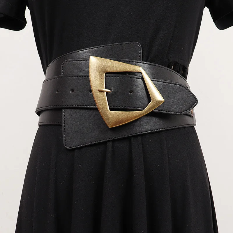 2025 New Fashion PU Elastic force Leather Women Wide Corset Belt Luxury Design Metal Buckle Waist Belt Dress Belt Accessories